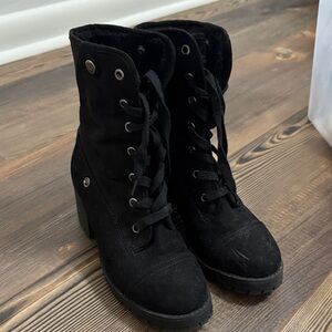 BAMBOO Black Lace-Up Women's Boots
